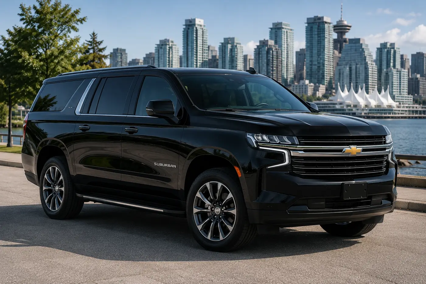 Luxury black SUV with professional chauffeur